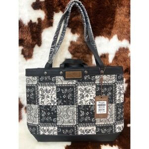 Wrangler Black Paisley Patchwork Tote Bag Western Shoulder Purse